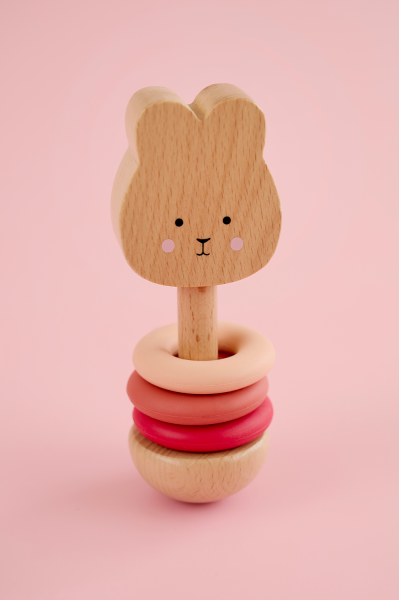Hochet lapin silicone et bois