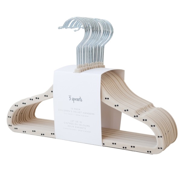 Cintres velours beige à pois - pack de 15